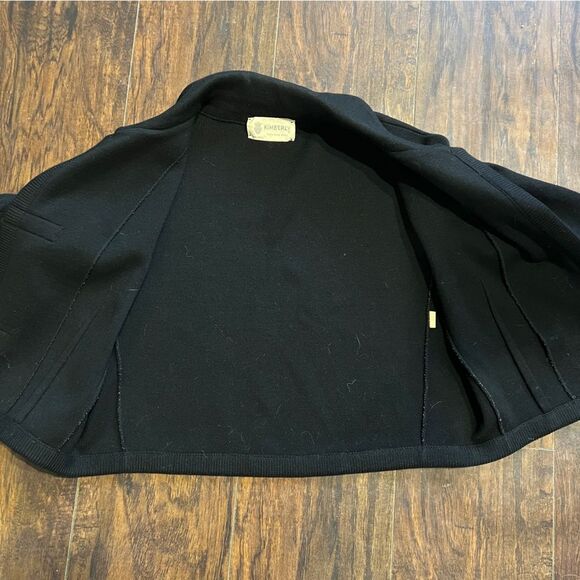 VINTAGE Kimberly 50s 60s Black 100% Pure Wool 3/4 Sleeves Boxy Cardigan M - Picture 4 of 10